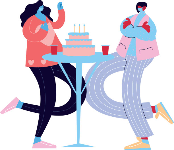 戴面具和生日蛋糕的夫妇图片下载