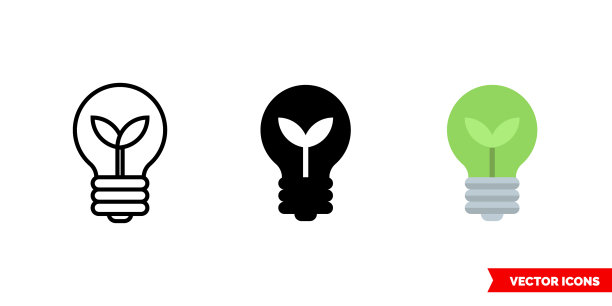 绿色能源图标3种类型孤立标志图片下载