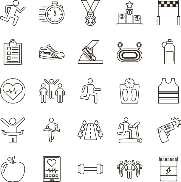 捆绑跑步者和轨道设置图标图片下载