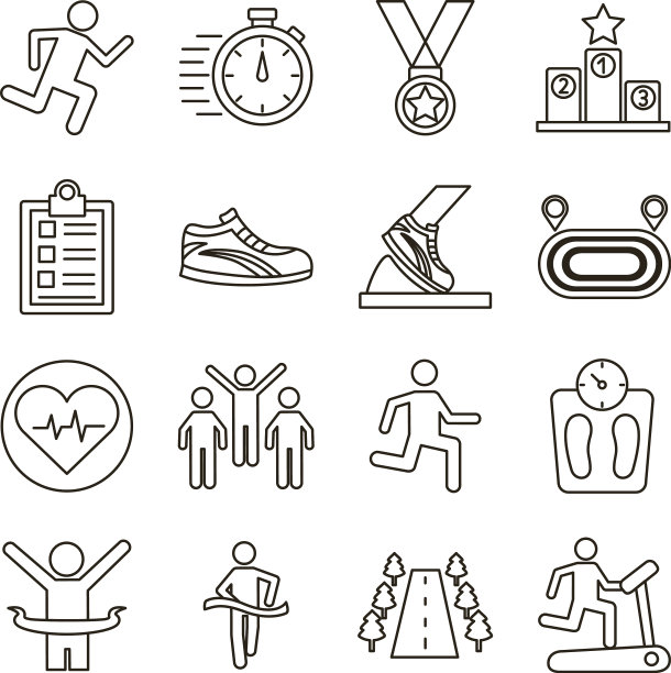 捆绑跑步者和轨道设置图标图片下载