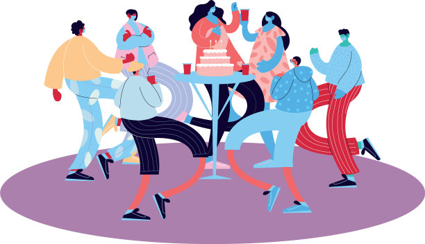 朋友们戴着面具庆祝生日图片下载