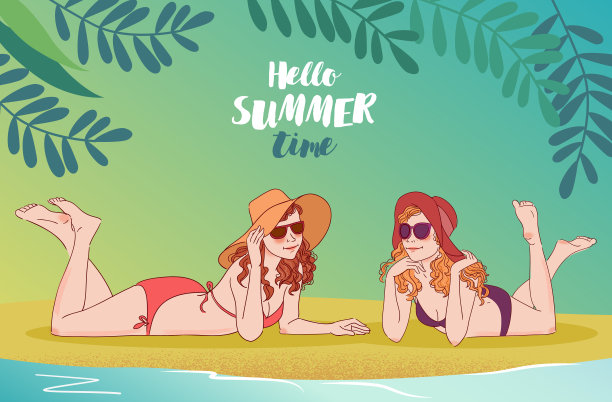 沙滩上的年轻女人图片下载