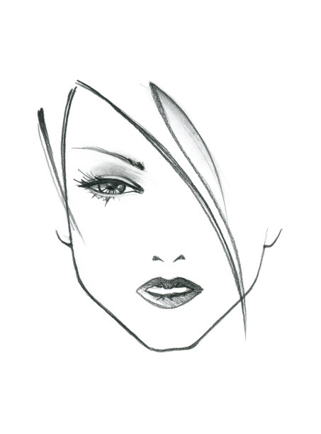 不同形状的女人的脸，眼睛和嘴唇。时尚插图的石板笔。在白色背景上隔离图片下载