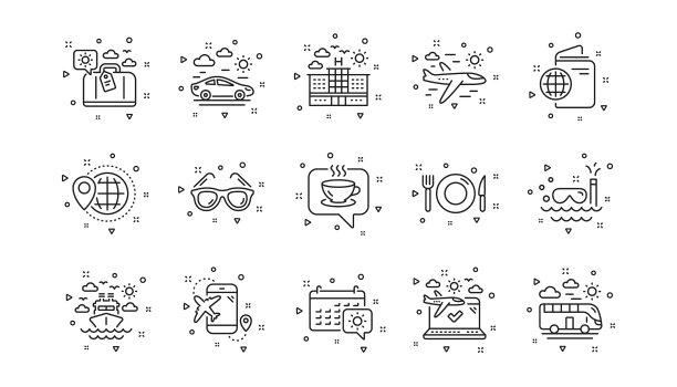 旅游线路图标护照行李和登记图片下载