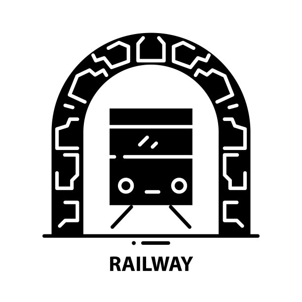 铁路图标，黑色矢量符号与可编辑的笔触，概念插图图片下载