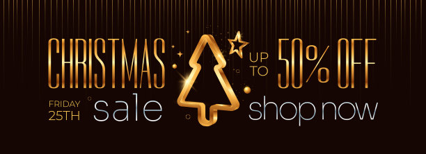 圣诞快乐特卖横横幅设计图片下载