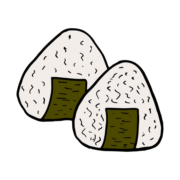 矢量手绘涂鸦饭团。日本料理菜。设计草图元素的菜单，咖啡馆，餐厅，标签和包装。彩色插图上的白色背景。图片下载