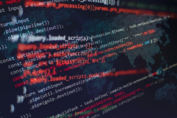在屏幕上编写脚本文本。笔记本特写照片。CSS, JavaScript和HTML的使用。监控功能源代码的特写。摘要IT技术背景。软件源代码。图片下载