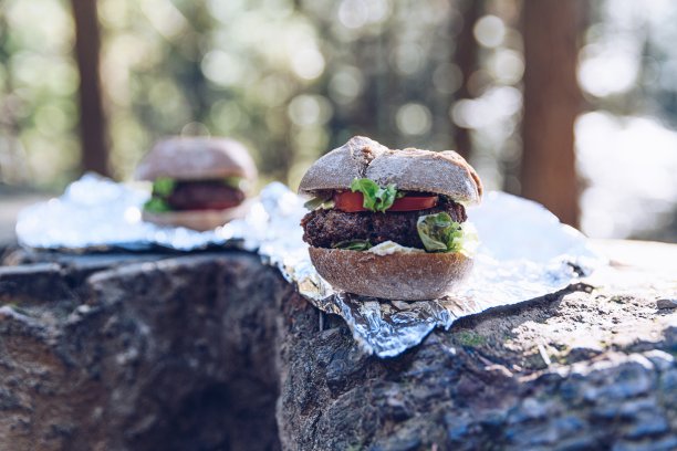 美味的牛肉三明治汉堡作为户外小吃图片下载