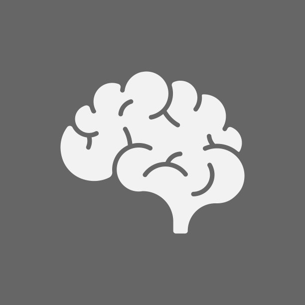 脑图标孤立在白色背景图片下载