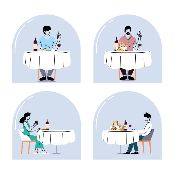 在餐厅里，人们保持着社交距离图片下载