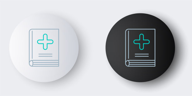 线医学书籍图标孤立在灰色背景图片下载