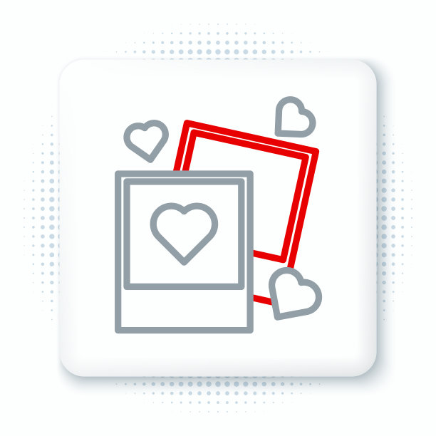 行两空白相框和心形图标图片下载