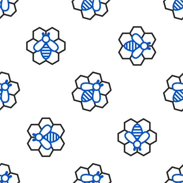 线蜂和蜂窝图标隔离无缝图片下载