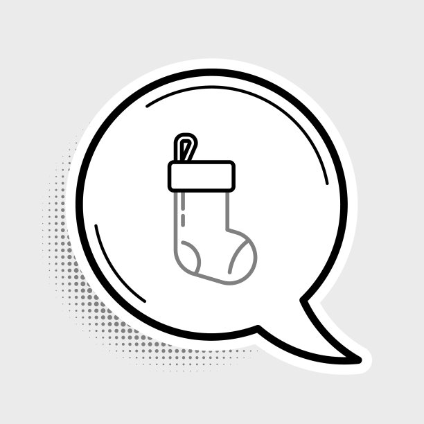 线圣诞袜图标孤立在灰色图片下载