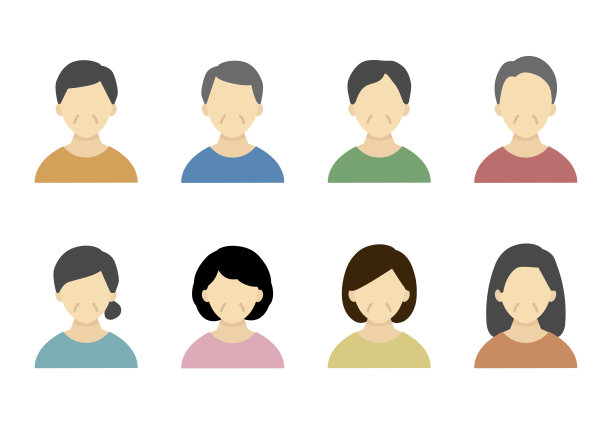 一组简单而扁平的青年男女插图图片下载