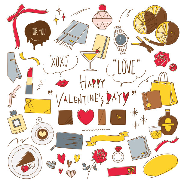 成人情人节手绘线条艺术插画素材图片下载