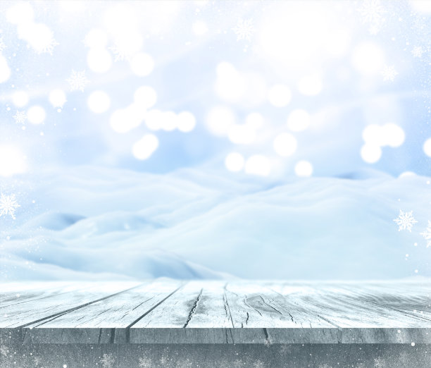 3D木制桌子与圣诞背景图片下载