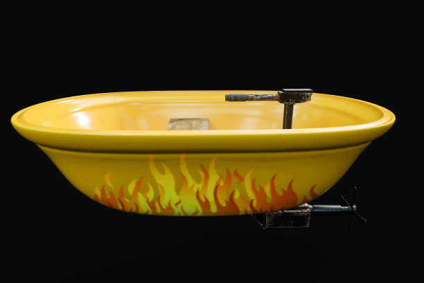 浴缸船孤立在蓝色图片下载