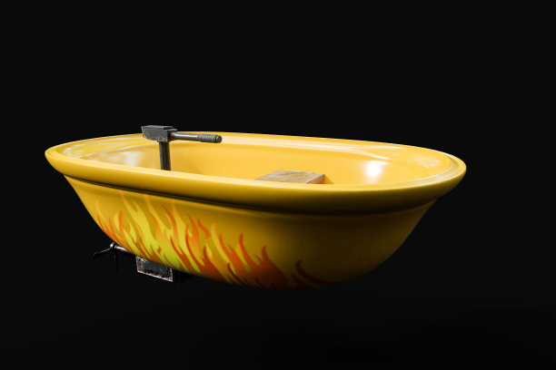 浴缸船孤立在黑色图片下载