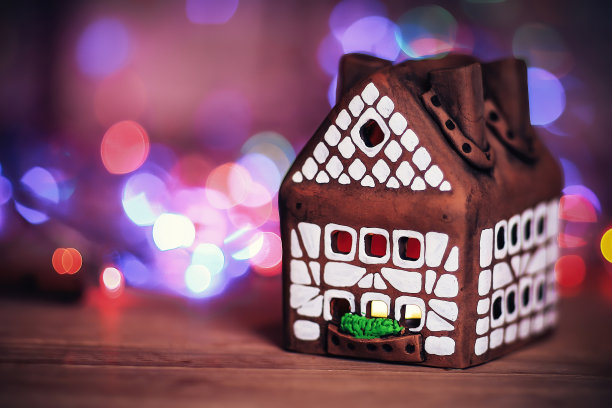 两个姜饼屋作为节日背景图片下载