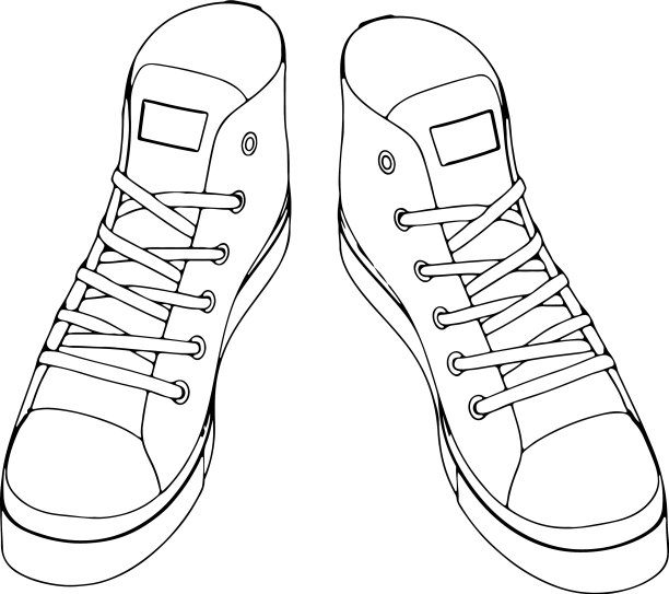 在白色背景上画出运动鞋的草图图片下载