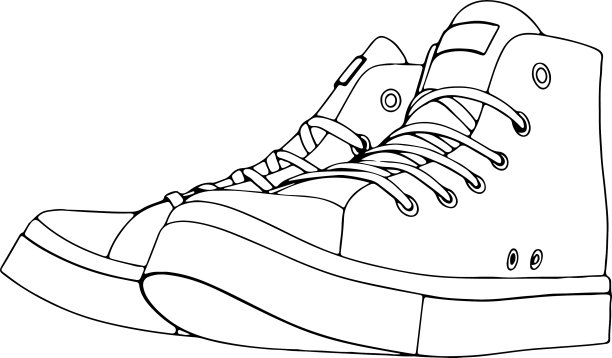 在白色背景上画出运动鞋的草图图片下载