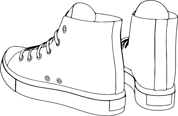 在白色背景上画出运动鞋的草图图片下载