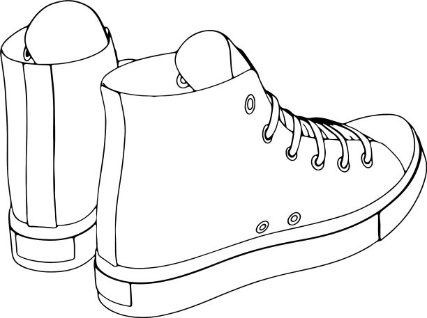 在白色背景上画出运动鞋的草图图片下载