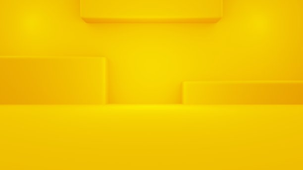 空的黄色橙色抽象的最小背景与讲台的3d渲染。场景广告设计，化妆品广告，展示，横幅，时尚，儿童，儿童，科技。插图。产品显示图片下载