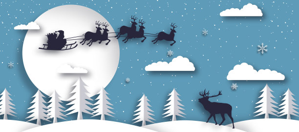 圣诞老人的纸艺术。圣诞快乐，恭贺新禧。图片下载