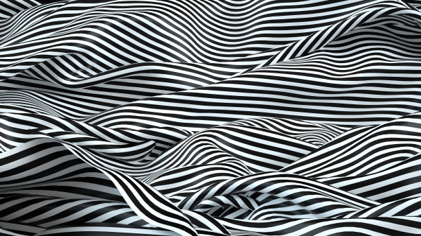 3D抽象黑白条纹布织物纹理，纺织背景图片下载