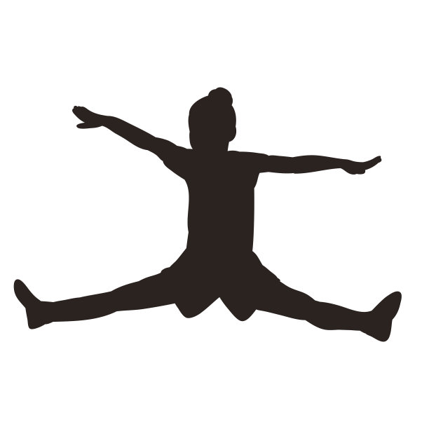 白色的背景，黑色的剪影，一个女孩在做图片下载