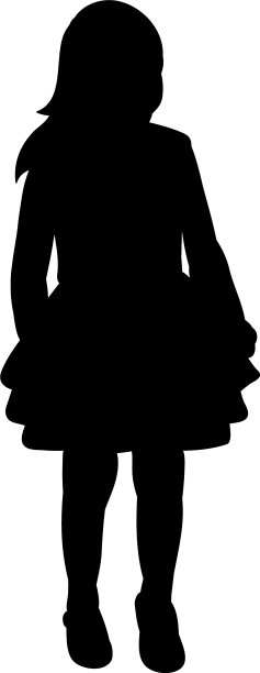 白色的背景映出一个穿白色衣服的小女孩的轮廓图片下载