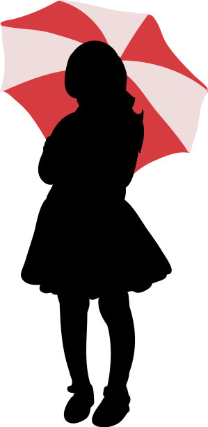 白色的背景，黑色的剪影，一个小女孩图片下载