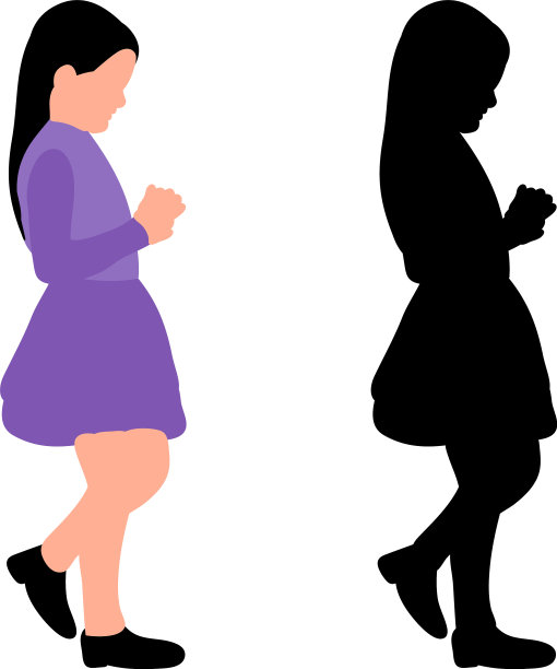 一个走着的小女孩的剪影图片下载