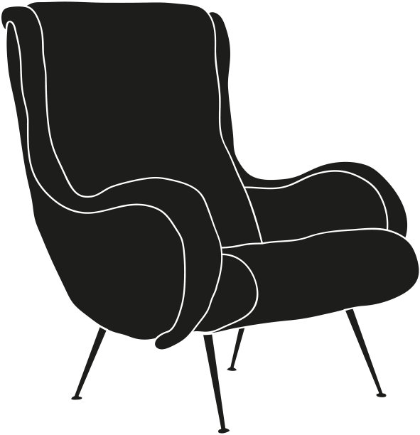 孤立的家具扶手椅剪影图片下载