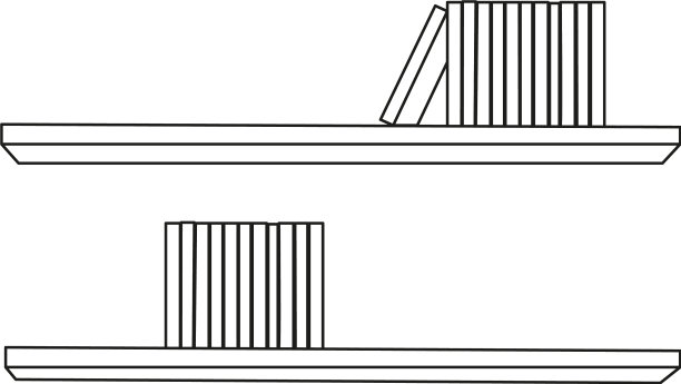 孤立的家具架与书籍素描图片下载