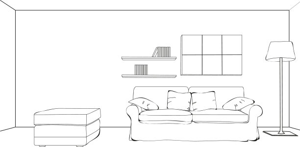 客厅与沙发素描图片下载
