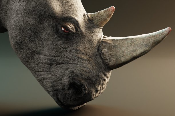 逼真的白犀牛的3D渲染图片下载