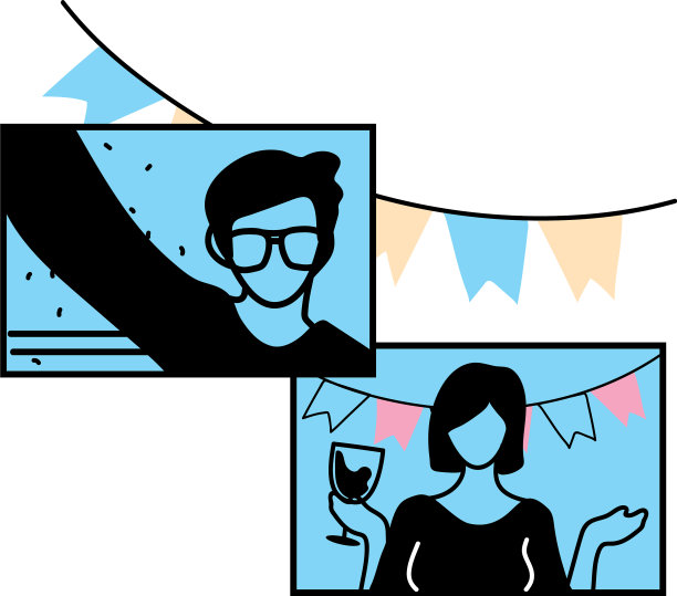 屏幕上的男人和女人挂着旗帜图片下载