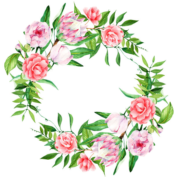 卡片为您，手工，水彩，插花，花，芽，叶，细条纹，香豌豆，牡丹，Proteus，山茶花，花环框架图片下载