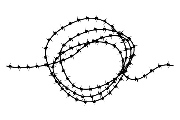 无缝矢量剪影Circe卷曲铁丝网图片下载