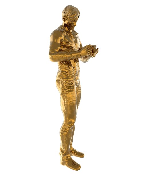 摄影师雕像的金色孤立在白色的背景3d插图图片下载