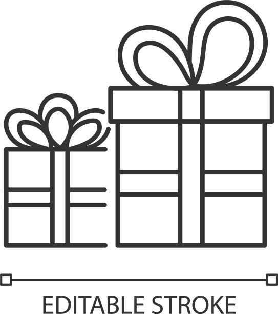 礼品商店像素完美的线性图标图片下载