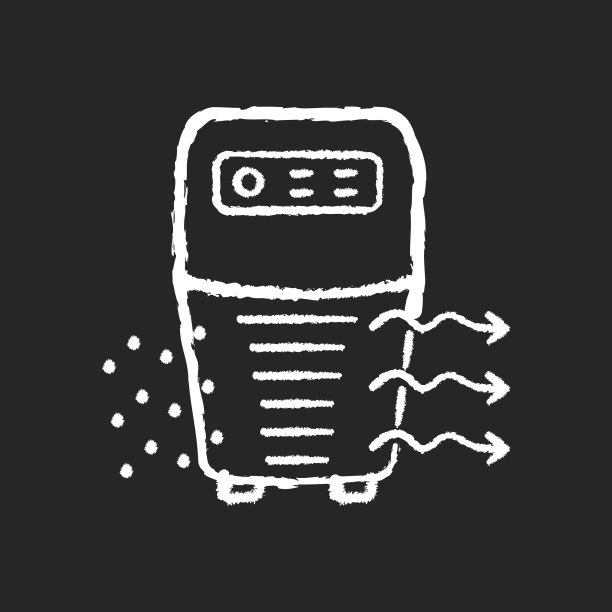 空气净化器粉笔白色图标上的黑色背景图片下载