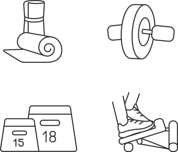 健身设备线性图标设置图片下载