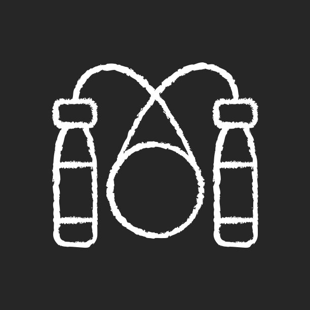 跳绳粉笔白色图标上的黑色背景图片下载