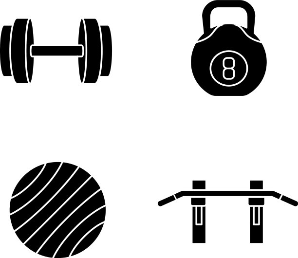 重量训练黑色象形文字图标设置在白色图片下载