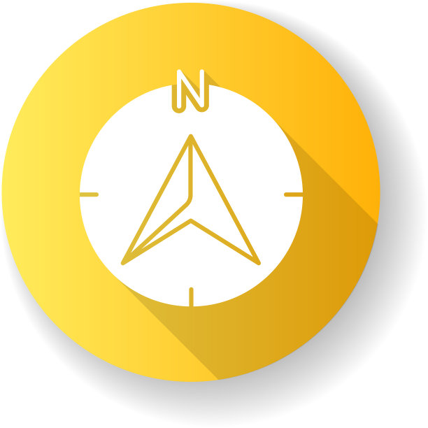 领航员箭头黄色平面设计长阴影图片下载